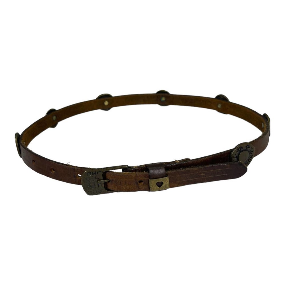 Vintage Guess Leather Embellished Belt Small Boho Narrow Love Medallion Festival - Picture 2 of 6